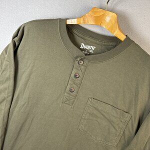 Duluth Trading Henley Shirt Men L Olive Longtail T Long Sleeve Outdoors Workwear